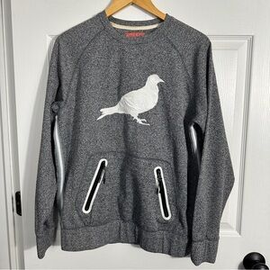 STAPLE embroidered pigeon crewneck sweatshirt, zip pockets, streetwear, Sm.